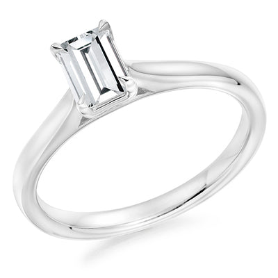 Traditional Solitaire Emerald Cut Engagement Ring, 0.75ct