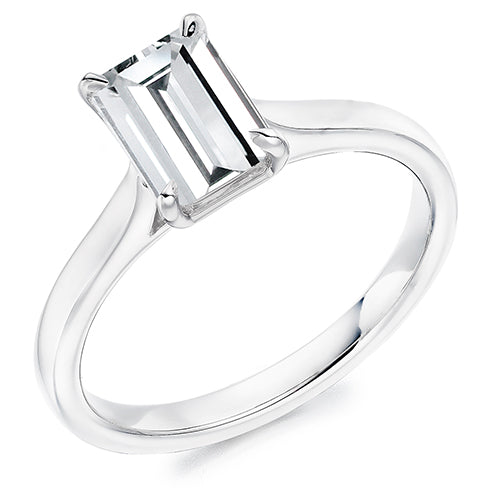 Classic Solitaire Emerald Cut Engagement Ring, 1.5ct