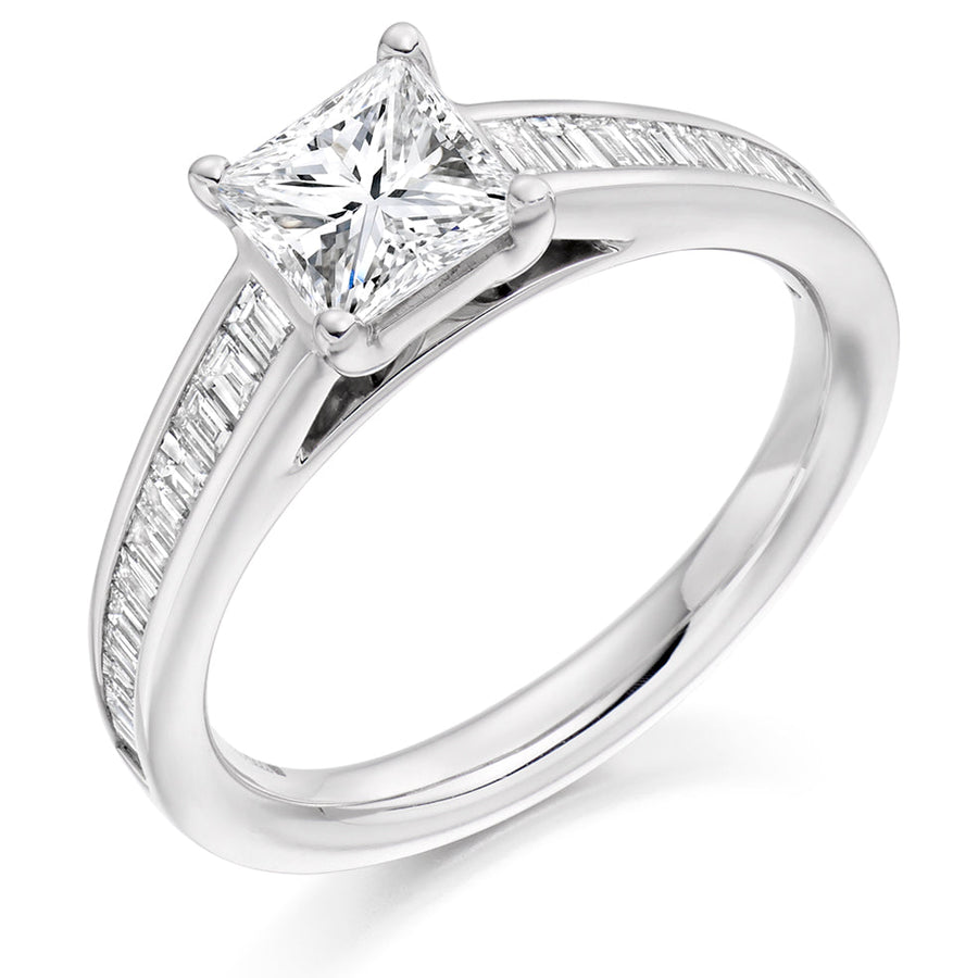 Channel-Set Solitaire Princess Cut Engagement Ring 1.6ct