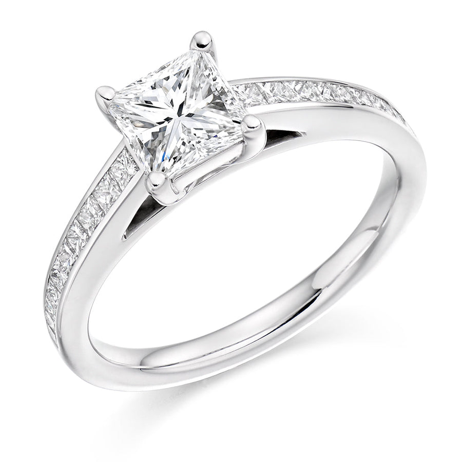 Channel-Set Solitaire Princess Cut Engagement Ring 1.2ct