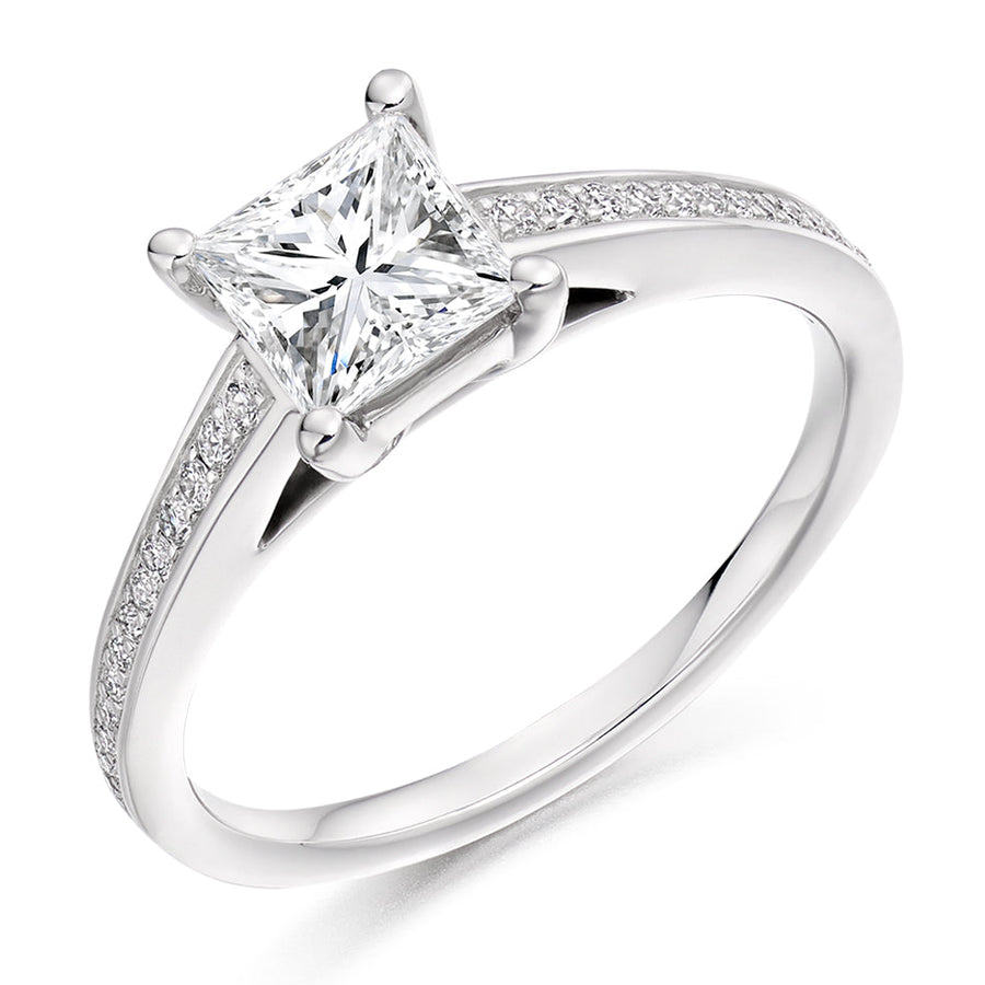 Grain-Set Solitaire Princess Cut Engagement Ring 1.16ct
