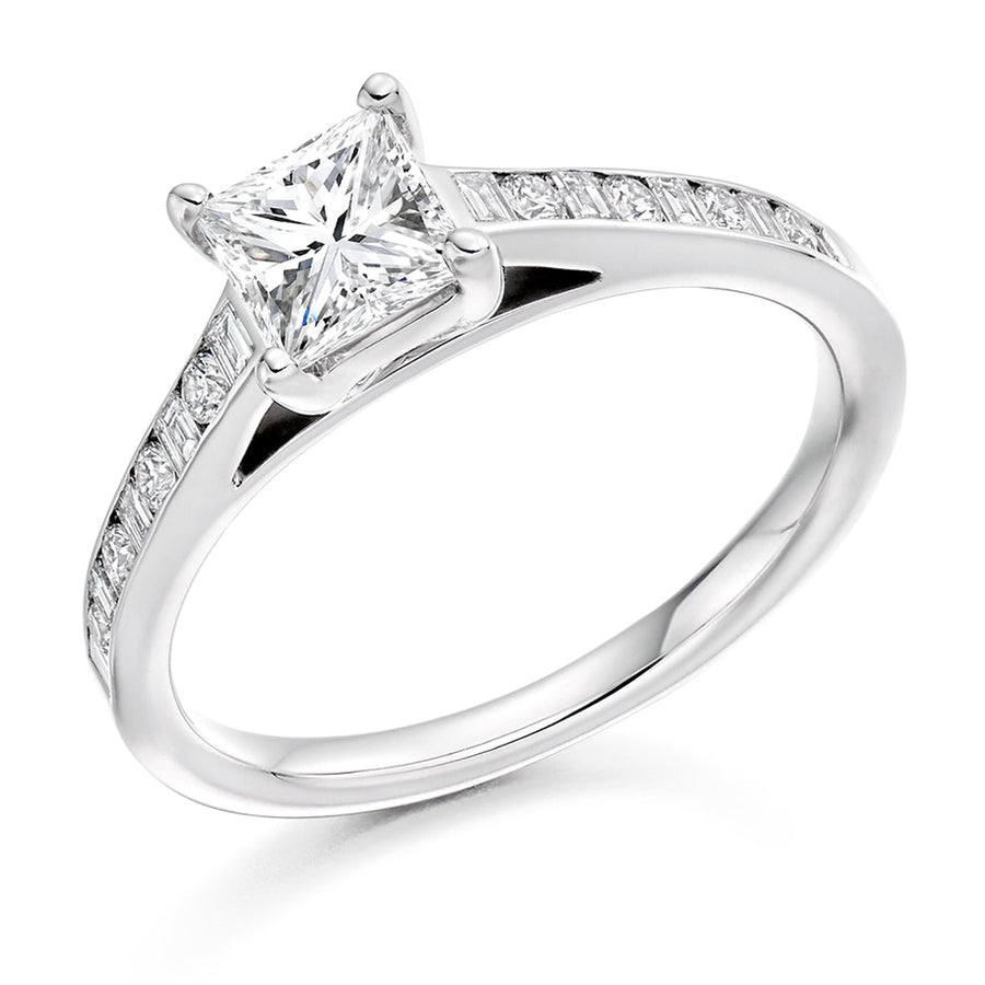 Channel-Set Solitaire Princess Cut Engagement Ring, 0.5ct