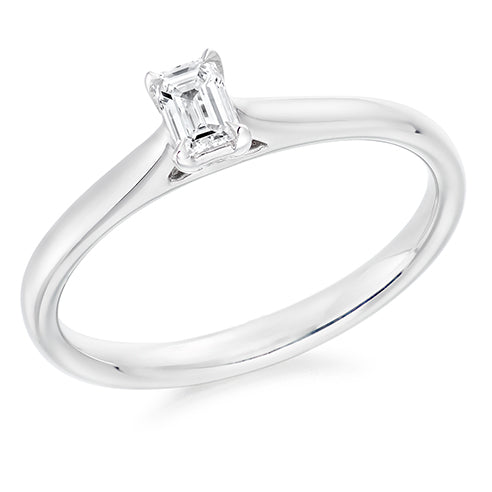 Simple Solitaire Emerald Cut Engagement Ring