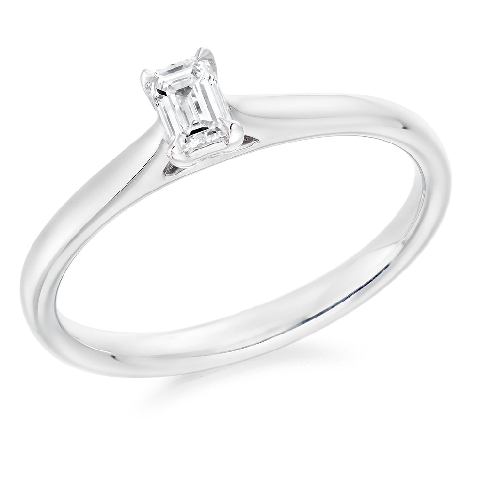 Simple Solitaire Emerald Cut Engagement Ring