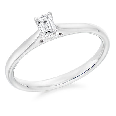 Simple Solitaire Emerald Cut Engagement Ring