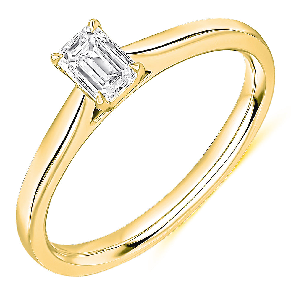 Solitaire Emerald Cut Engagement Ring, 0.33ct in Yellow Gold