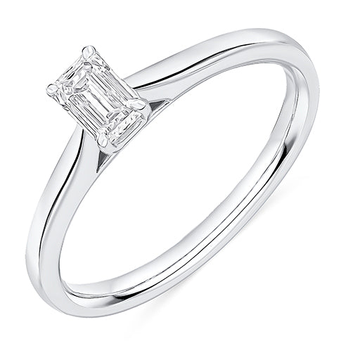 Clean-Band Solitaire Emerald Cut Engagement Ring, 0.4ct