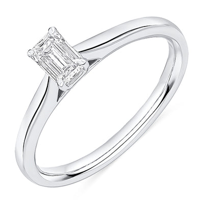 Clean-Band Solitaire Emerald Cut Engagement Ring, 0.4ct