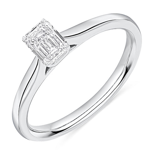 Simple Solitaire Emerald Cut Engagement Ring, 0.5ct