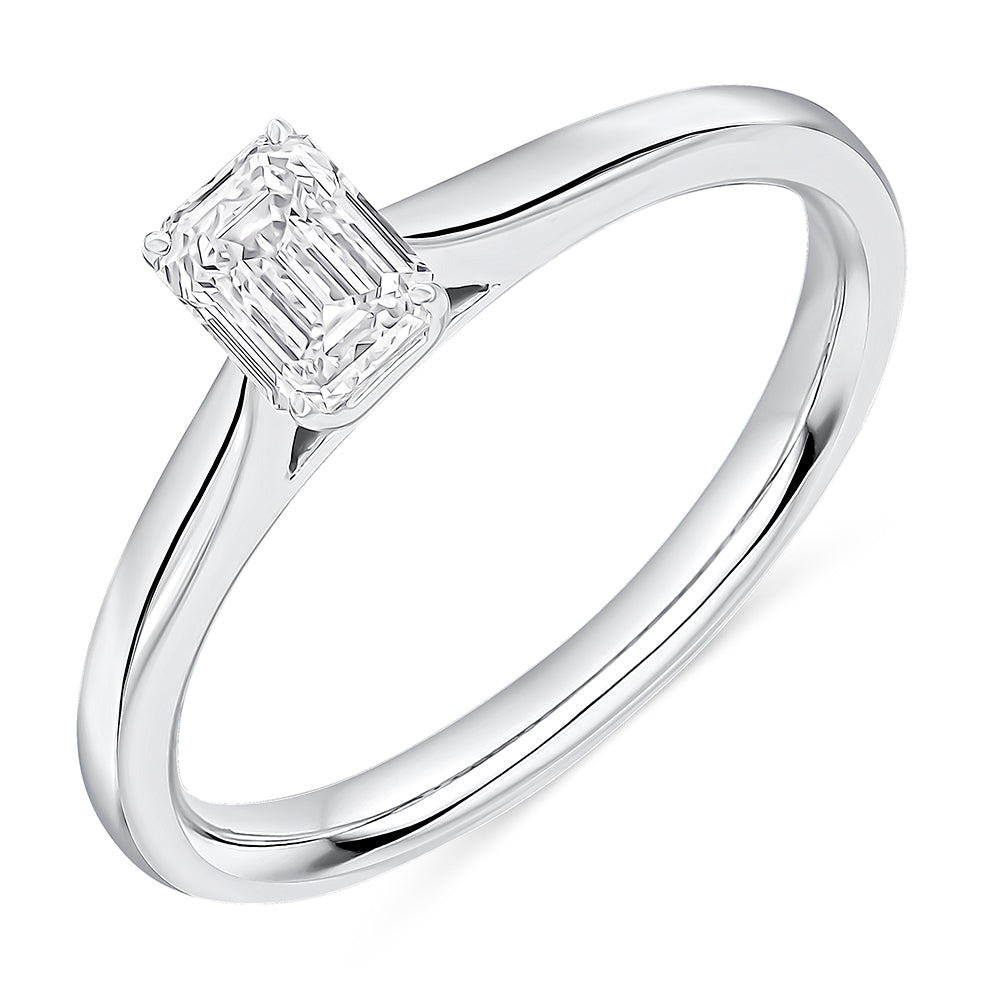 Simple Solitaire Emerald Cut Engagement Ring, 0.5ct