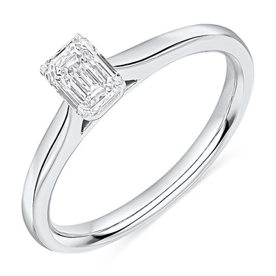Simple Solitaire Emerald Cut Engagement Ring, 0.5ct