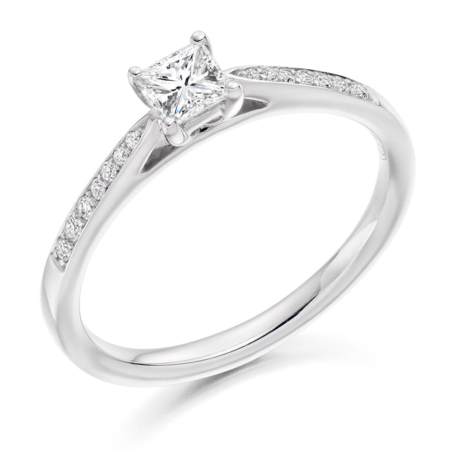 Grain-Set Solitaire Princess Cut Engagement Ring, 0.2ct