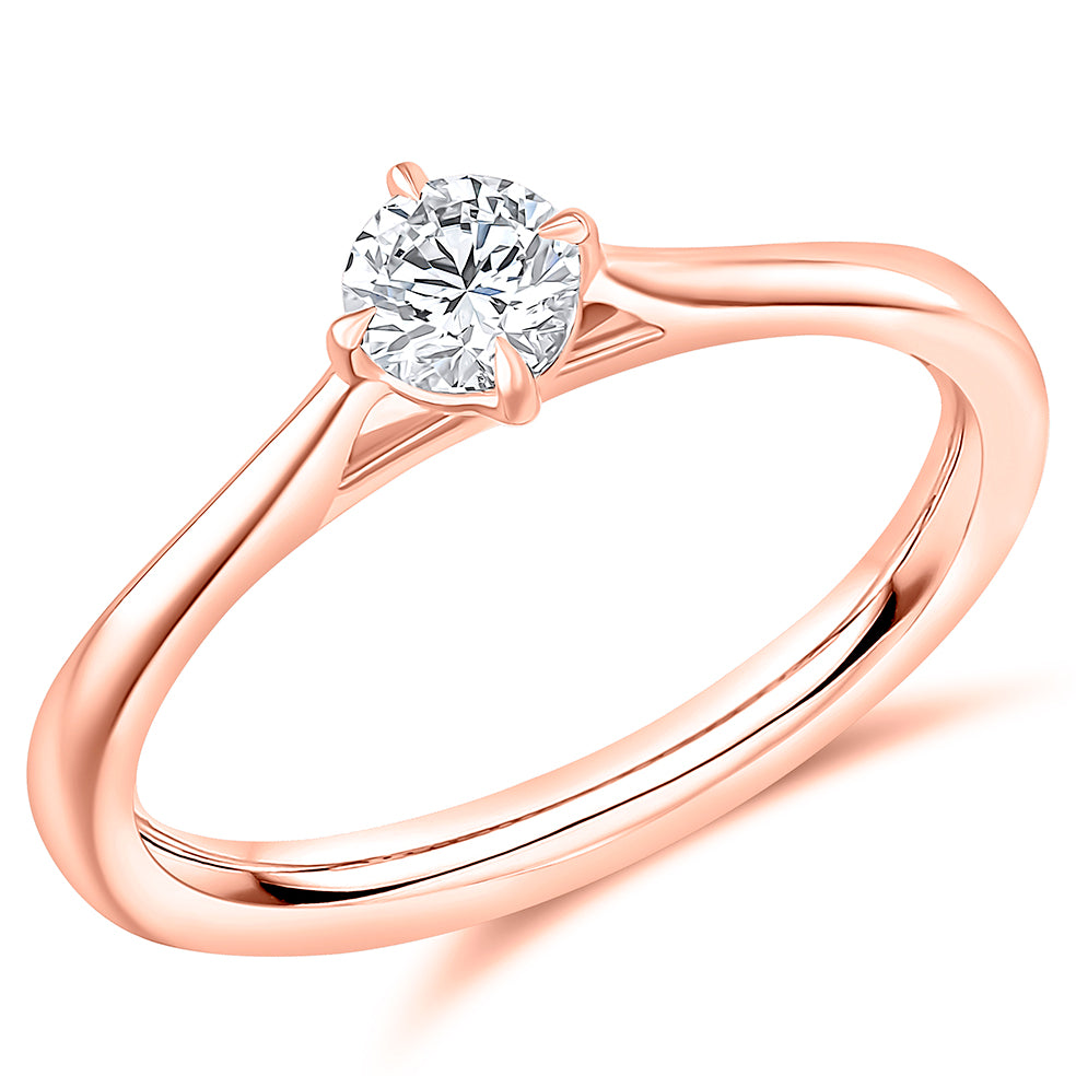 Traditional Solitaire Round Brilliant Engagement Ring 0.33ct in Rose Gold