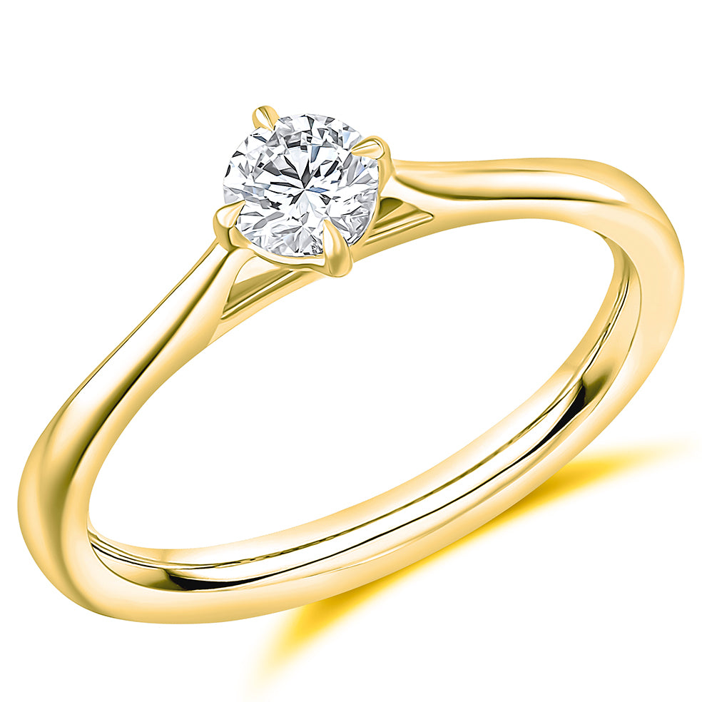 Traditional Solitaire Round Brilliant Engagement Ring 0.33ct in Yellow Gold