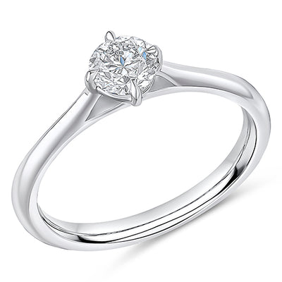 Plain-Band Solitaire Round Brilliant Engagement Ring, 0.5ct
