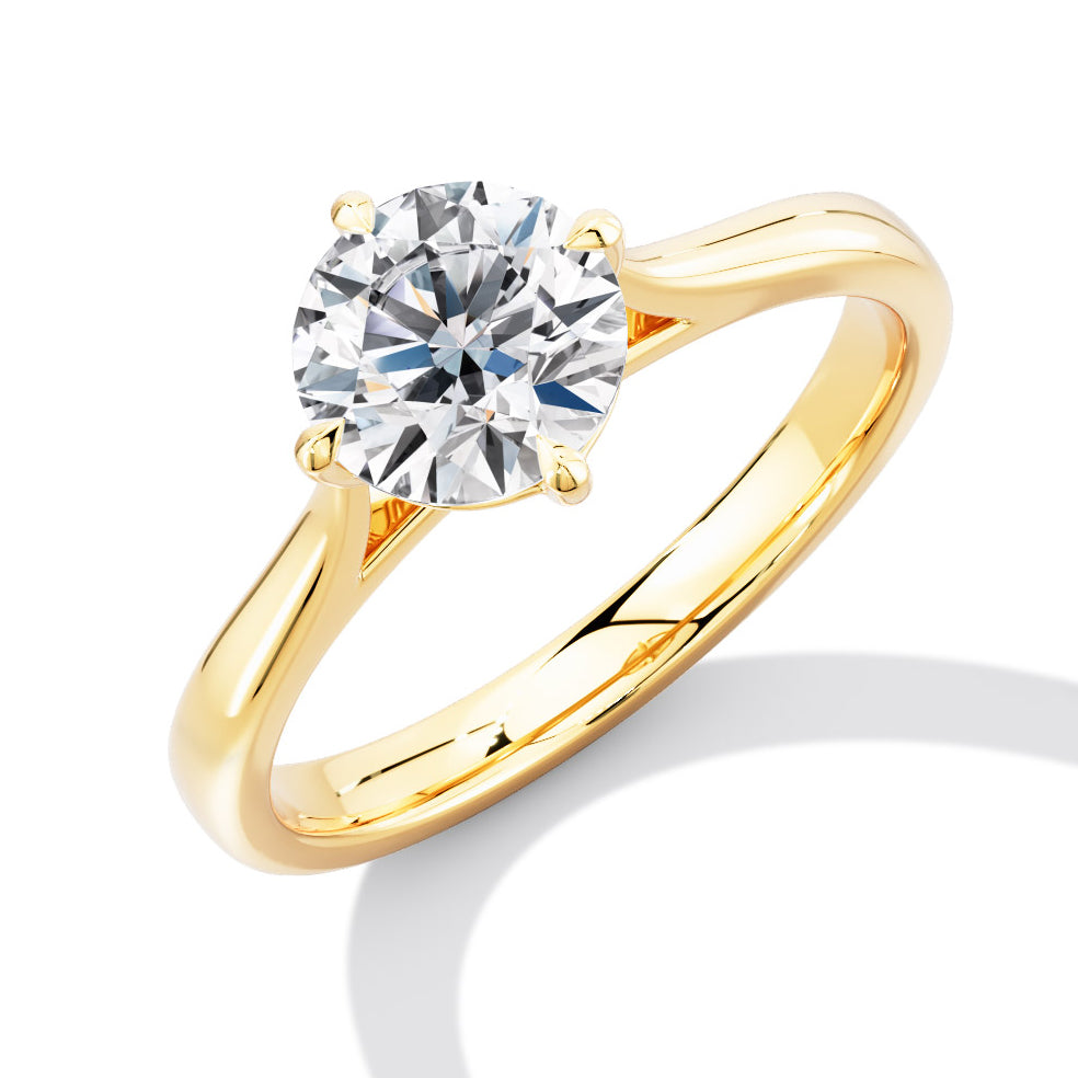 Plain-Band Solitaire Round Brilliant Engagement Ring, 1.0ct in Yellow Gold