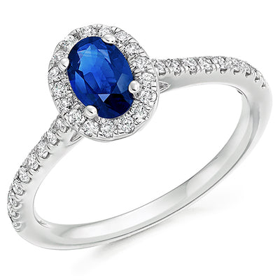Cluster Halo Sapphire & Diamond Engagement Ring, 0.3ct