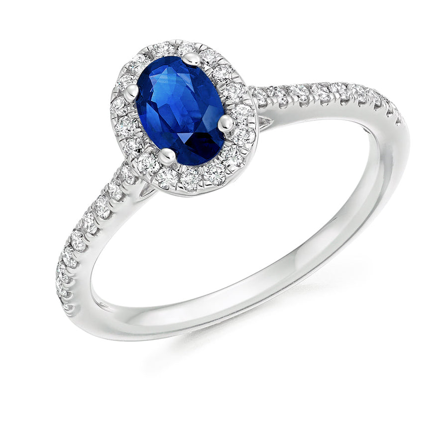 Cluster Halo Sapphire & Diamond Engagement Ring, 0.3ct