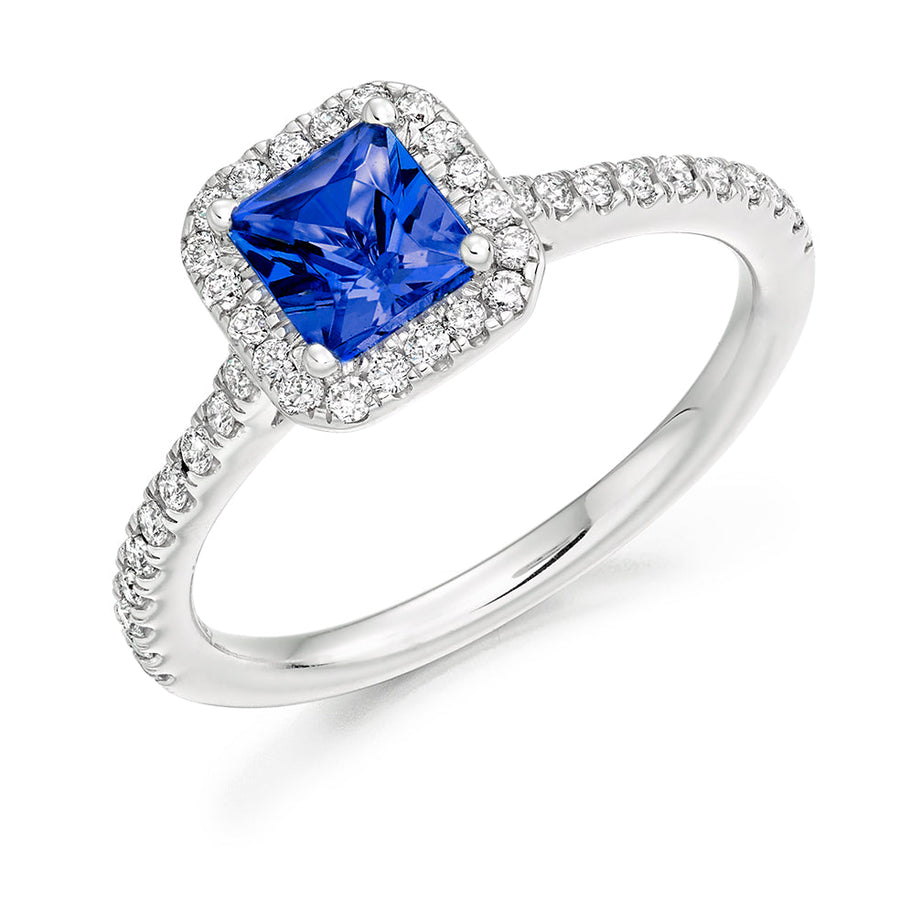 Cluster Halo Tanzanite & Diamond Engagement Ring, 0.4ct