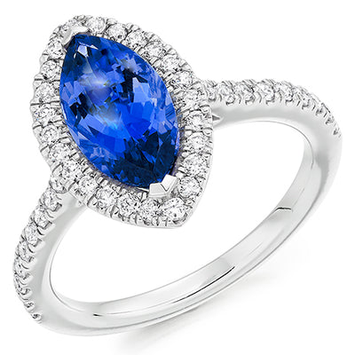 Cluster Halo Tanzanite & Diamond Engagement Ring, 0.5ct