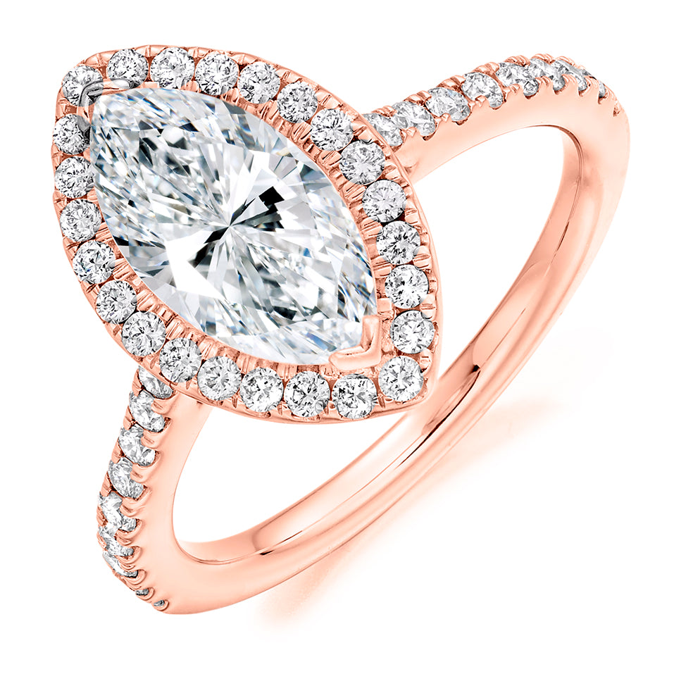Cluster Halo Morganite & Diamond Engagement Ring, 0.5ct in Rose Gold