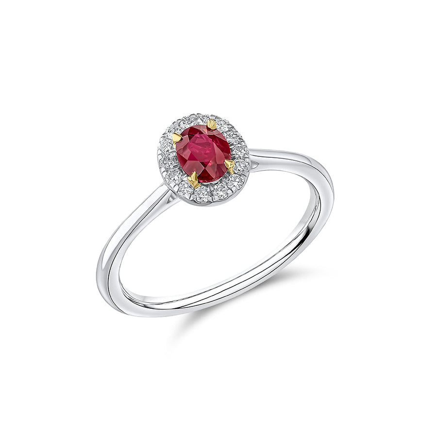 Cluster Halo Fire Opal & Diamond Engagement Ring, 0.14ct