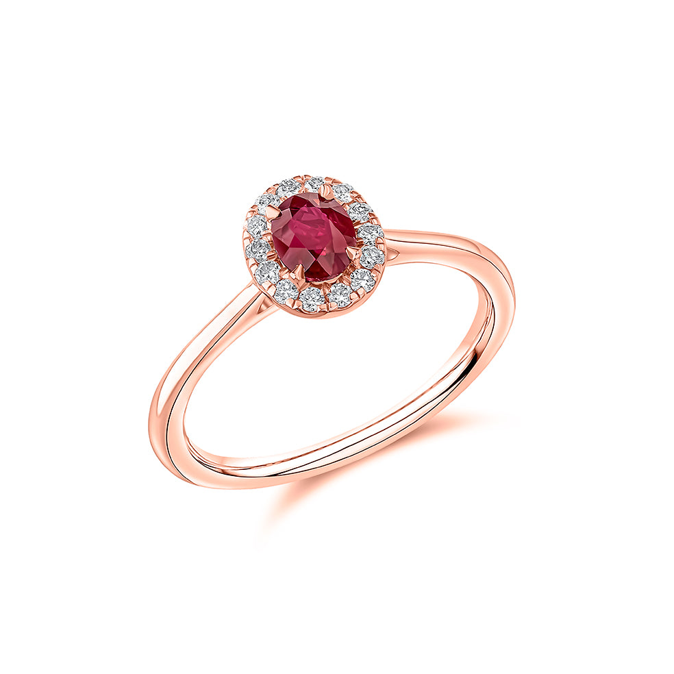 Cluster Halo Opal & Diamond Engagement Ring, 0.14ct in Rose Gold
