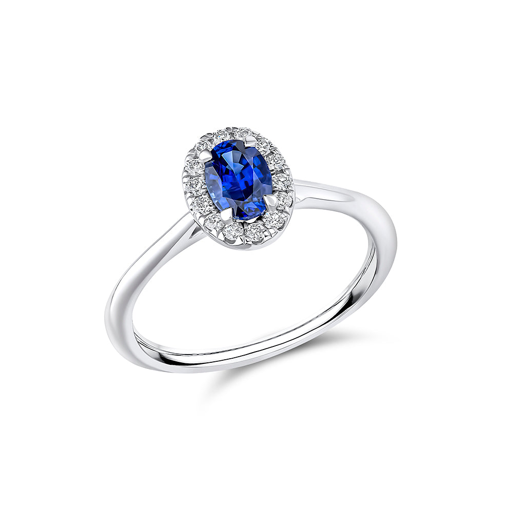 Cluster Halo Fire Opal & Diamond Engagement Ring, 0.15ct in White Gold
