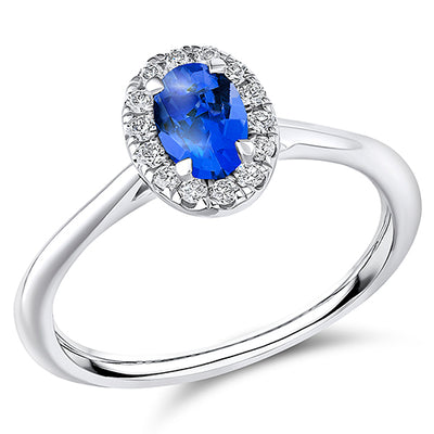 Cluster Halo Tanzanite & Diamond Engagement Ring, 0.15ct