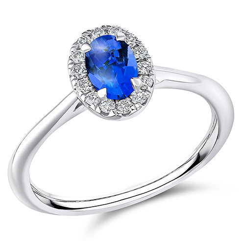Cluster Halo Tanzanite & Diamond Engagement Ring, 0.15ct