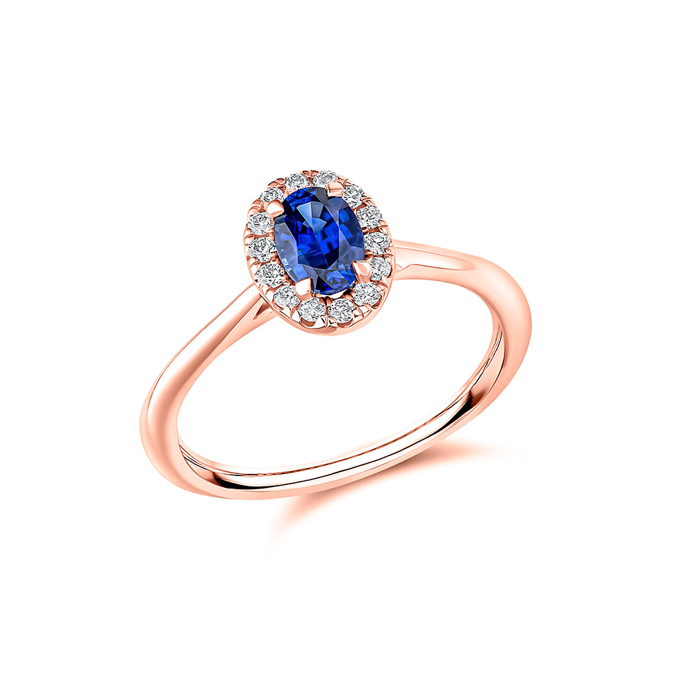 Cluster Halo Pink Sapphire & Diamond Engagement Ring, 0.15ct in Rose Gold