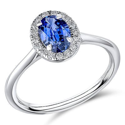 Cluster Halo Sapphire & Diamond Engagement Ring, 0.17ct