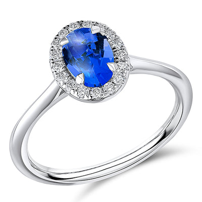 Cluster Halo Tanzanite & Diamond Engagement Ring, 0.17ct