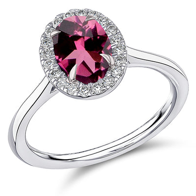 Cluster Halo Pink Tourmaline & Diamond Engagement Ring, 0.2ct