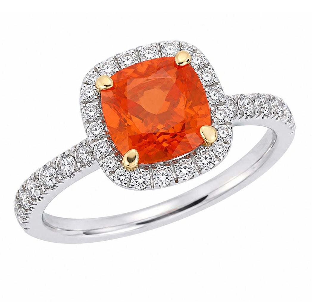 Halo Fire Opal & Diamond Engagement Ring, 0.8ct