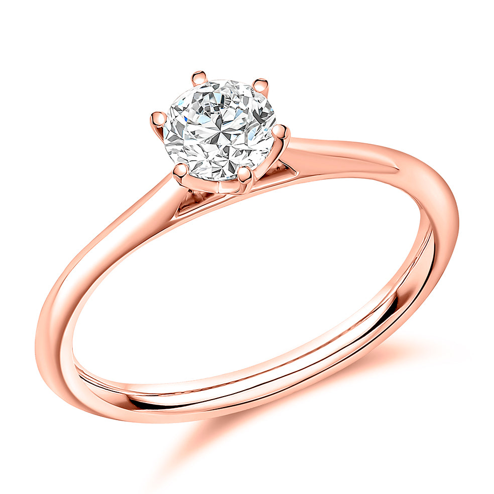 Traditional Solitaire Round Brilliant Engagement Ring in Rose Gold