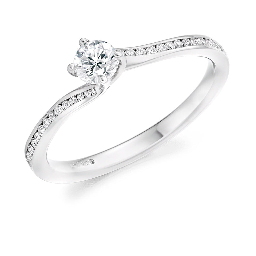 Channel-Shouldered Solitaire Round Brilliant Engagement Ring 0.53ct