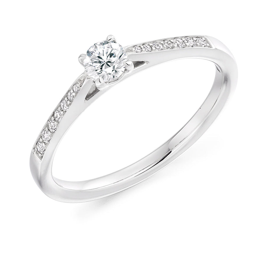 Grain-Set Solitaire Round Brilliant Engagement Ring, 0.2ct