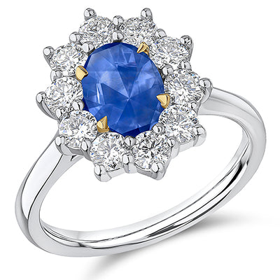 Cluster Halo Sapphire & Diamond Engagement Ring, 1.0ct