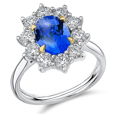 Cluster Halo Tanzanite & Diamond Engagement Ring, 1.3ct