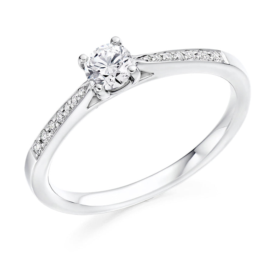 Fine Pavé Solitaire Round Brilliant Engagement Ring 0.25ct