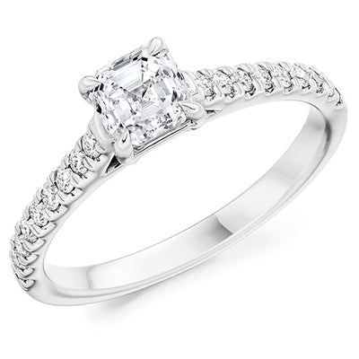 Accent-Shouldered Solitaire Asscher Cut Engagement Ring