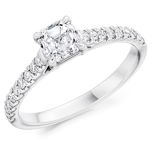 Accent-Shouldered Solitaire Asscher Cut Engagement Ring