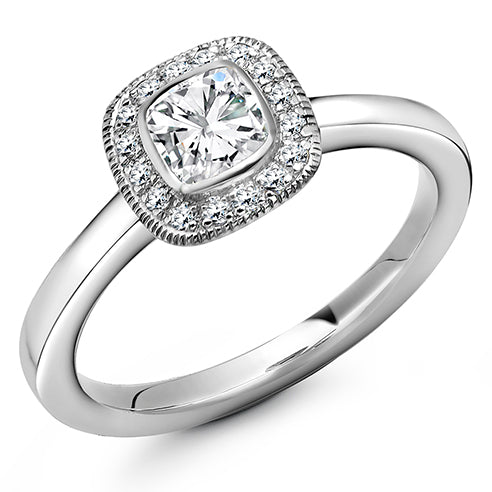 Quiet Halo Cushion Cut Engagement Ring