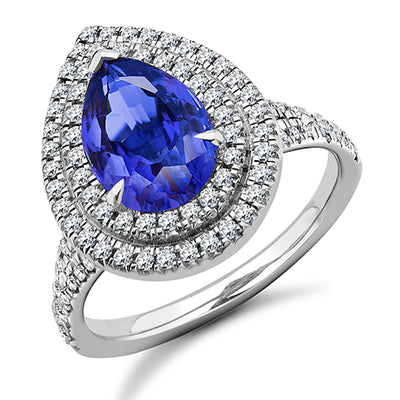 Classic Trilogy Tanzanite & Diamond Trilogy Ring, 0.55ct