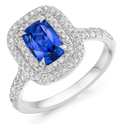 Classic Trilogy Tanzanite & Diamond Trilogy Ring, 0.6ct