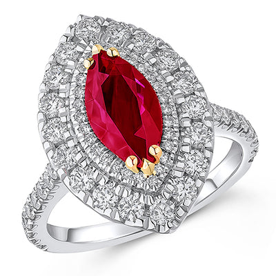 Oyster Deluxe Halo Ruby & Diamond Engagement Ring, 1.15ct