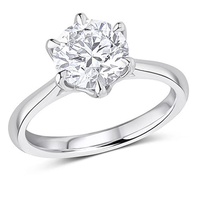 Traditional Solitaire Round Brilliant Engagement Ring, 5.0ct