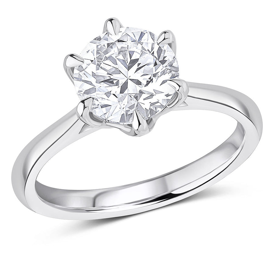 Traditional Solitaire Round Brilliant Engagement Ring, 5.0ct