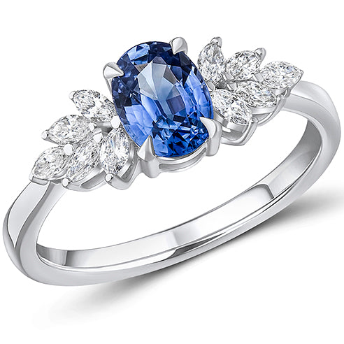 Classic Sapphire & Diamond Engagement Ring, 0.3ct